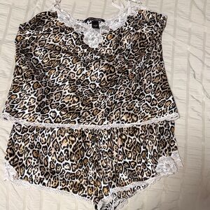 Victoria's Secret Leopard and Lace Pajama Set